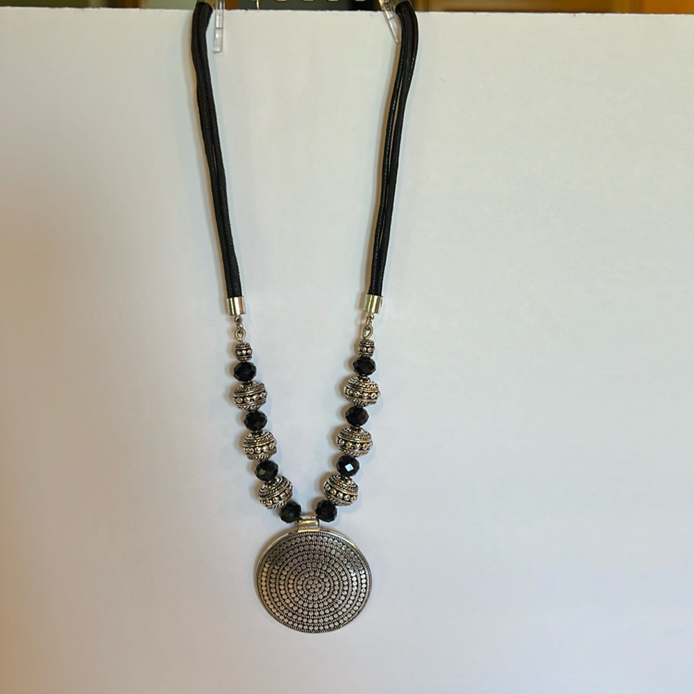 Necklace—Black and Silver Statement Necklace